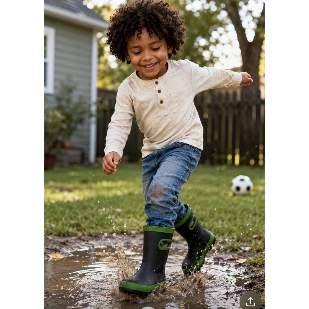 bogs unisex toddler boots snow rain Welles waterproof black green trim